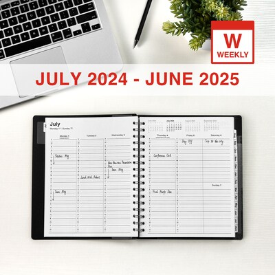 2024-2025 Staples 7 x 9 Academic Weekly & Monthly Appointment Book, Plastic Cover, Black (ST25497-