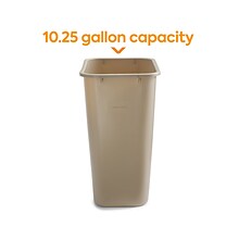 Coastwide Professional™ Plastic Trash Can, 10.25 Gallon, Beige (CW56434)