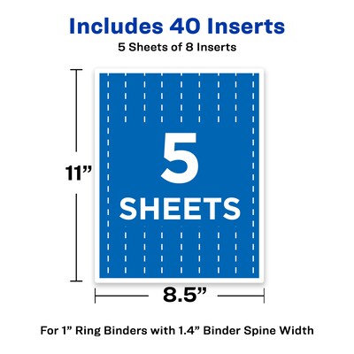 Avery Binder Spine Inserts, For 1 Inch Ring Binders, 40 Cardstock View Binder Spine ID Inserts (89103)