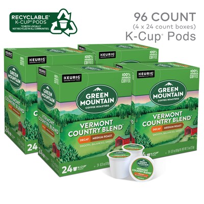 Green Mountain Vermont Country Blend Decaf Coffee Keurig® K-Cup® Pods, Medium Roast, 96/Carton (GMT7