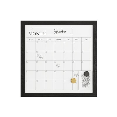 Martha Stewart Everette Magnetic Dry Erase Monthly Calendar Set, Engineered Wood Frame, 18" x 18" (BRPMMWP4545BK)