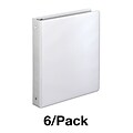 Quill Brand® Standard 1-1/2 3 Ring Non View Binder, White, 6/Pack