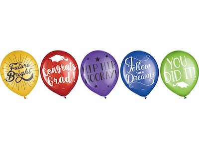 Amscan Graduation Balloons, Assorted Colors, 15/Set, 2 Sets/Pack (110364)