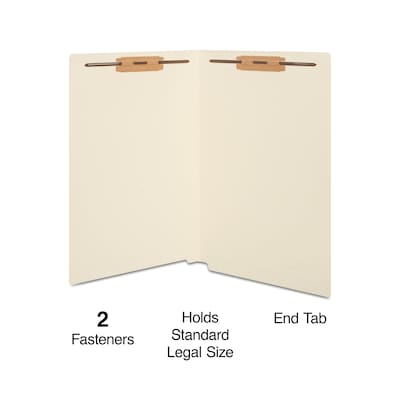 Staples® Moisture Resistant Reinforced End Tab Classification Folders, Legal Size, Manila, 150/Box (