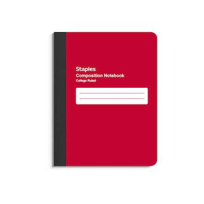 Staples Composition Notebook, 7.5 x 9.75, College Ruled, 80 Sheets, Red (ST55081)