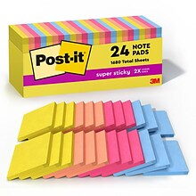 Post-it Super Sticky Notes, 3 x 3, Summer Joy Collection, 70 Sheet/Pad, 24 Pads/Pack (654-24SSJOY-