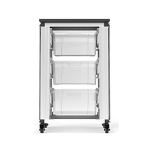 Luxor Mobile 3-Section Modular Classroom Storage Cabinet, 28.75H x 18.2W x 18.2D, White (MBS-STR-