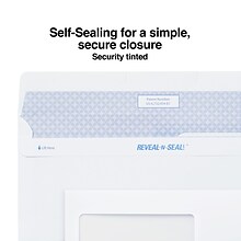 Staples Reveal-N-Seal Security Tinted #9 Business Envelopes, 3 7/8 x 8 7/8, White, 500/Box (SPL177