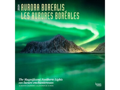 2024 BrownTrout Aurora Borealis/Les Aurores Boreales 12 x 12 Monthly Wall Calendar (9781975457693)