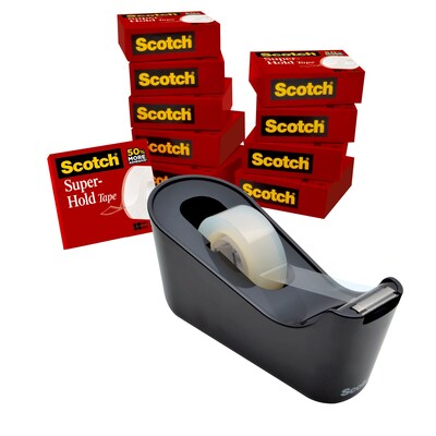 Scotch Super-Hold Transparent Clear Tape Refill, 0.75" x 27.77 yds., 1" Core, Clear, 10 Rolls/Pack (700K10C18BLK)