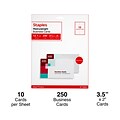 Staples® Business Cards, 3.5 x 2, Matte White, 250/Pack (ST12520)