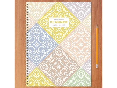 2024-2025 TF Publishing White Lotus Series Byzantine Tile 8.5" x 11" Academic Weekly & Monthly Planner, Paperboard Cover