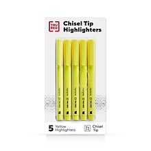 TRU RED™ Pocket Stick Highlighter with Grip, Chisel Tip, Yellow, 5/Pack (TR54578)