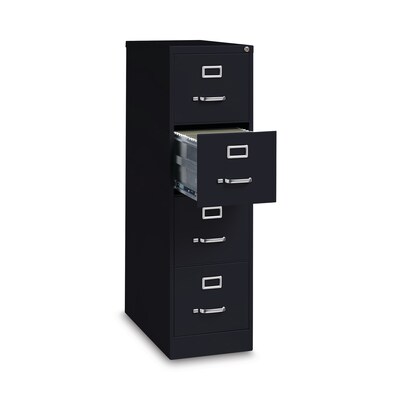 Hirsh Industries® Vertical Letter File Cabinet, 4 Letter-Size File Drawers, Black, 15 x 26.5 x 52