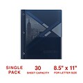 Staples® 2 Pocket Presentation Folder with Fasteners, Navy (26389)