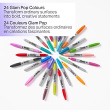 Sharpie Glam Pop Permanent Markers, Fine Tip, Assorted, 24/Pack (1949557)
