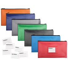 Better Office Security Bank Deposit Bags, 1-Compartment, Assorted Colors, 7/Pack (24007-7PK)