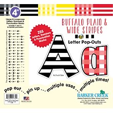 Barker Creek Buffalo Plaid & Wide Stripes 4 Letter Pop-outs, 255 Pieces per Pack (BC1732)