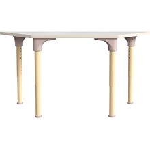 Flash Furniture Bright Beginnings Hercules Trapezoid Table, 47 x 20.75, Height Adjustable, Beech/W