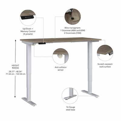 Bush Business Furniture Move 40 Series 72"W Electric Height Adjustable Standing Desk, Modern Hickory/Cool Gray (M4S7230MHSK)