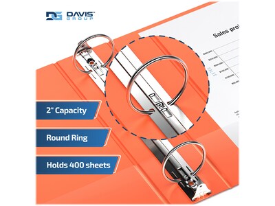 Davis Group Premium Economy 2" 3-Ring Non-View Binders, Orange, 6/Pack (2313-19-06)