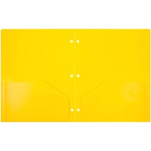 JAM Paper Heavy Duty 3 Hole Punch Two-Pocket Plastic Folders, Yellow, 108/Pack (383HHPYEA)