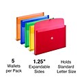 TRU RED Expanding Wallets, Button & String Closure, Legal Size, Assorted Colors, 5/Pack (TR10768)