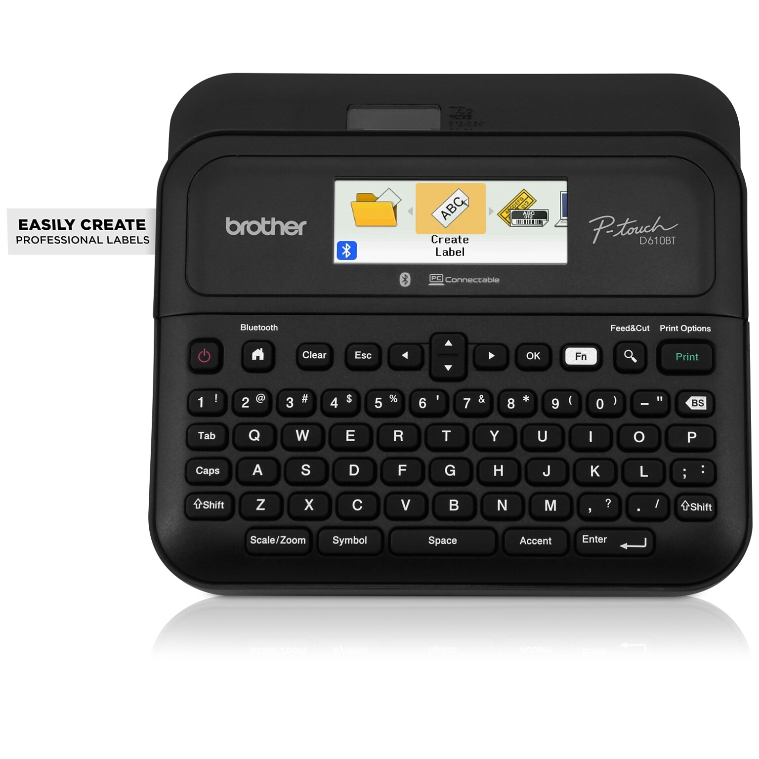 Brother P-touch Desktop Non-Thermal Label Maker with Bluetooth, Black (PT-D610BT)