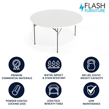 Flash Furniture Kathryn Folding Table, 60 x 60, Granite White (RB60R)