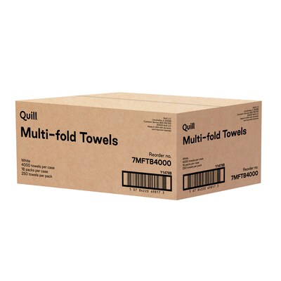 Quill Brand® Multi-Fold Paper Towels, 1-Ply, 250 Sheets/Pack, 16 Packs/Carton (1470)