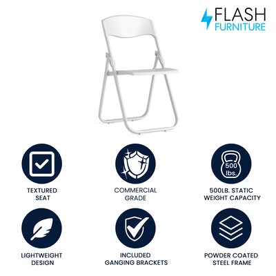Flash Furniture  Hercules Series 880lb Capacity Heavy-Duty Plastic Folding Chair, White (RUTIWHT)