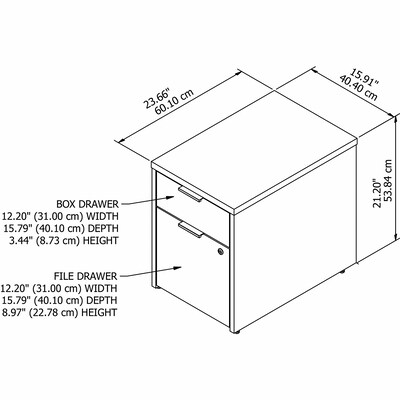 Bush Business Furniture Jamestown 2-Drawer Vertical File Cabinet, Locking, Letter/Legal, Storm Gray/White, 23.66" (JTF116SGWHSU)