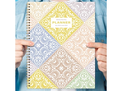 2024-2025 TF Publishing White Lotus Series Byzantine Tile 8.5" x 11" Academic Weekly & Monthly Planner, Paperboard Cover