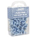 JAM Paper Push Pins, Baby Blue, 2 Packs of 100 (222419047A)