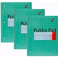 Pukka Pad Metallic 1-Subject Notebooks, 8 x 10.5, College Ruled, 100 Sheets, Green, 3/Pack (8795-M