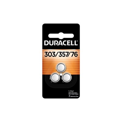 Duracell 303/357 Silver Oxide Button Battery for Calculator & Watch, 3/Pack (DU303/357-3PK)