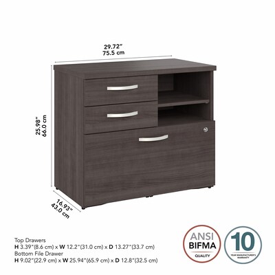Bush Business Furniture Studio A 26" Office Storage Cabinet with 2 Shelves and Drawers, Storm Gray (SDF130SGSU-Z)