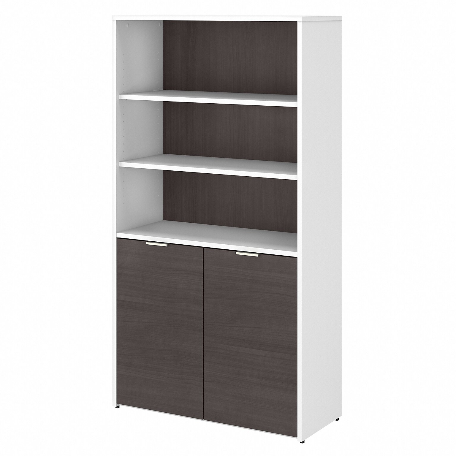 Bush Business Furniture Jamestown 66H 5-Shelf Bookcase with Adjustable Shelves, Storm Gray/White Laminated Wood (JTB136SGWH)