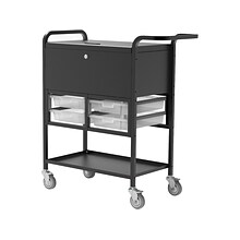 Luxor Metal Mobile File Cart with Swivel Wheels, Black/Gray (UCWS003)