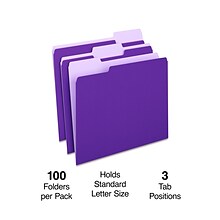 Staples® File Folders, 1/3 Cut Tab, Letter Size, Purple, 100/Box (TR535559)