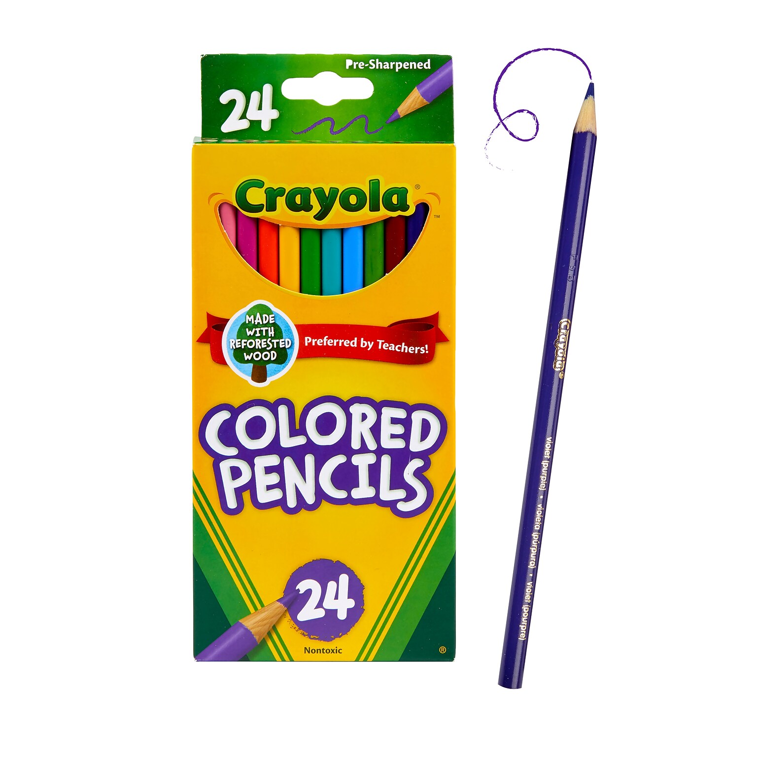Crayola Kids Colored Pencils, Assorted Colors, 24/Box (68-4024)