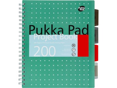 Pukka Pad Metallic 5-Subject Notebook, Ruled, 100 Sheets, Green, 3/Pack (8748-MET)