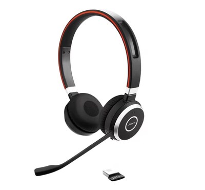jabra Evolve 65 UC Stereo Noise Canceling Bluetooth Stereo Phone & Computer Headset, Black/Red/Silve