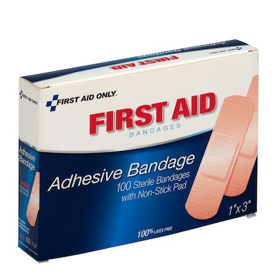 First Aid Only 1" x 3" Adhesive Bandages, 100/Box (90097)