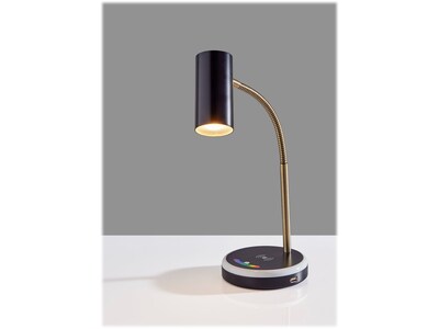 Simplee Adesso Shayne LED Desk Lamp, 17.5", Black/Antique Brass (SL4926-01)