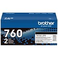 Brother TN 760 Black High Yield Toner Cartridge, Up to 3,000 Pages, 2/Pack (TN7602PK)