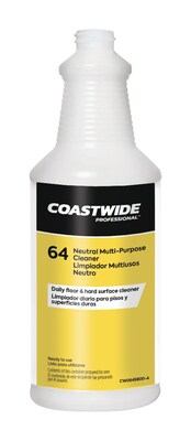 Coastwide Professional™ 64 Neutral Multi-Purpose 32 Oz. Spray Bottle, Yellow (CW6400SB-A)