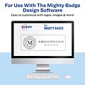 Avery The Mighty Badge Inkjet Reusable  Magnetic Name Badge System, 1 x 3, Silver, 80 Inserts, 10/