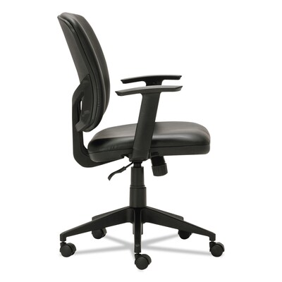 Alera® Height Adjustable Arm Ergonomic Leather Swivel Task Chair, Black (ALETE4819)