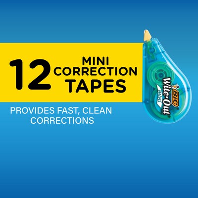 BIC Wite-Out Mini Correction Tape, White, Dozen (WOTM11-WHI)